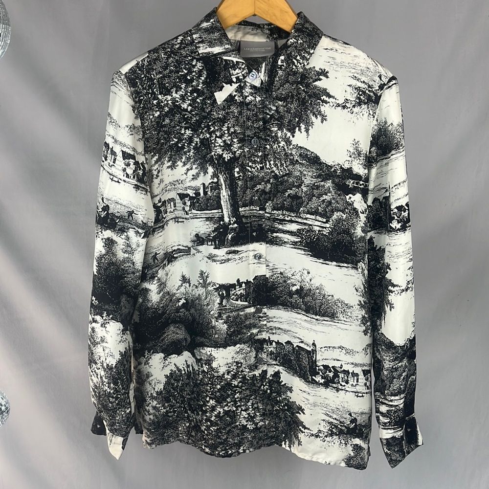 100% Silk Toile de Jouy Women's Blouse